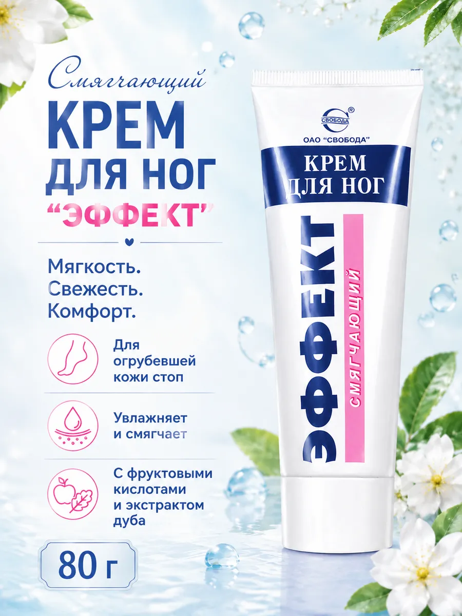 Крем для ног от трещин и сухости Смягчающий 80г