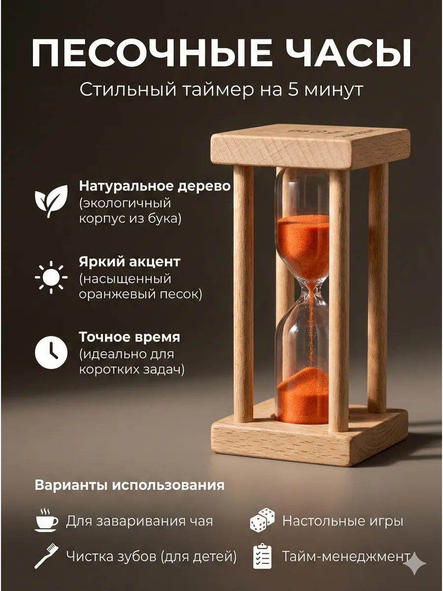Часы песочные интерьерные на 5 минут