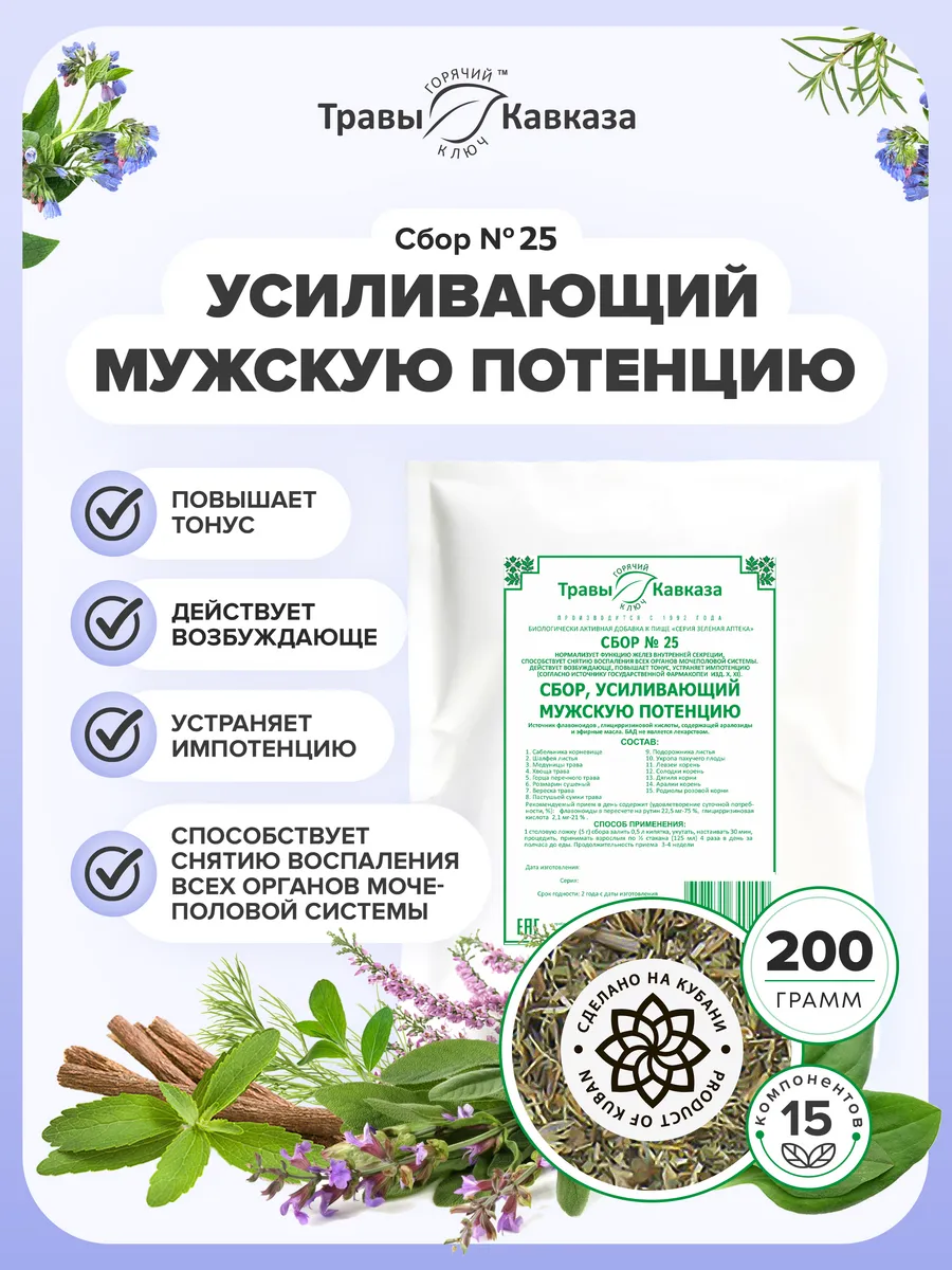 Травяной сбор № 25 Усиливающий мужскую потенцию
