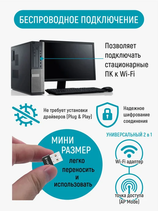 NextDrive Wi fi адаптер для компьютера 2,4G, 2,4 г, фото 3