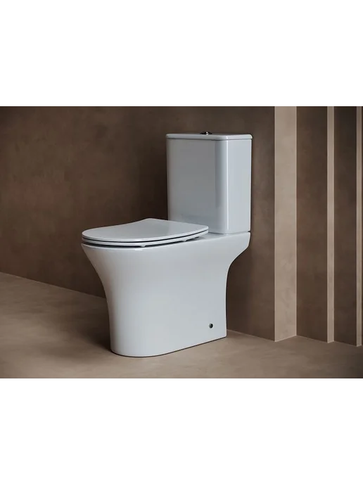 Ceramicanova Унитаз напольный с бачком безободковый и сиденьем микролифт, белый, фото 2