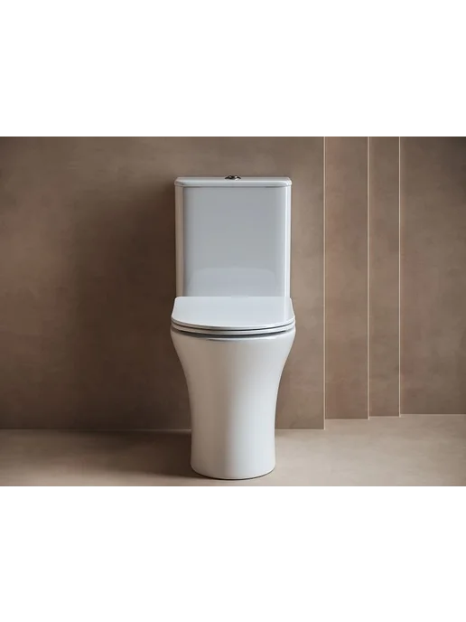 Ceramicanova Унитаз напольный с бачком безободковый и сиденьем микролифт, белый, фото 3