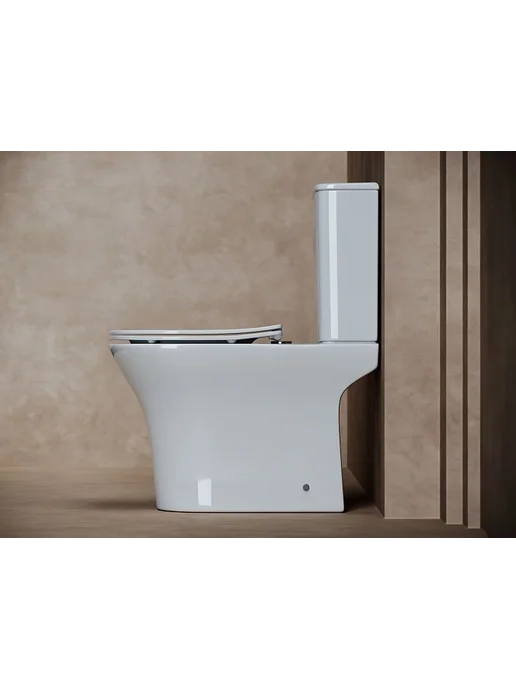 Ceramicanova Унитаз напольный с бачком безободковый и сиденьем микролифт, белый, фото 4