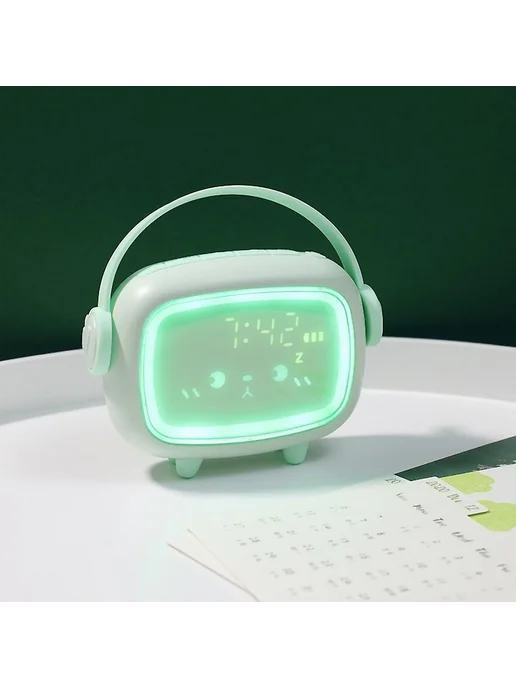 LED часы-будильник для детей Цв зелёный, зеленый, фото 4