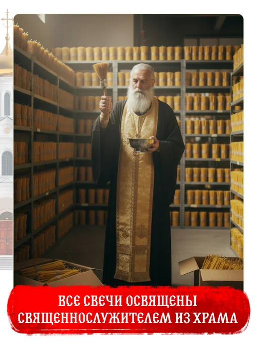 Свечилия Свечи церковные восковые освящённые №80 пачка 0,5кг 100 шт, 1 кг, 350 шт, фото 3