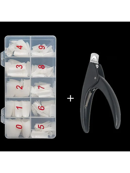 Набор маникюра с акриловыми накладными Цв. Clear set A, Natural clippers
