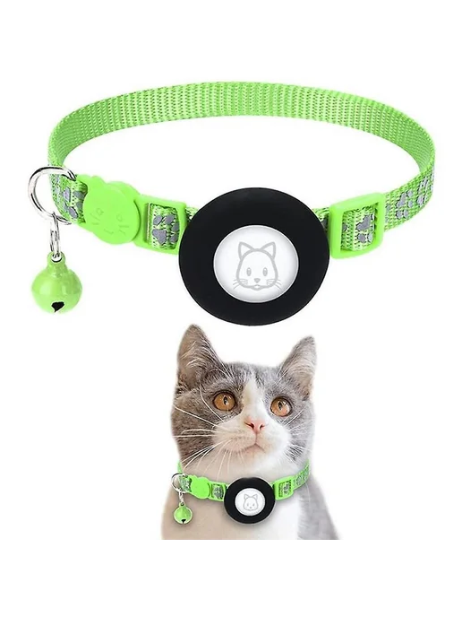 Отражающий GPS-ошейник для кота Цв Зелёный, зеленый