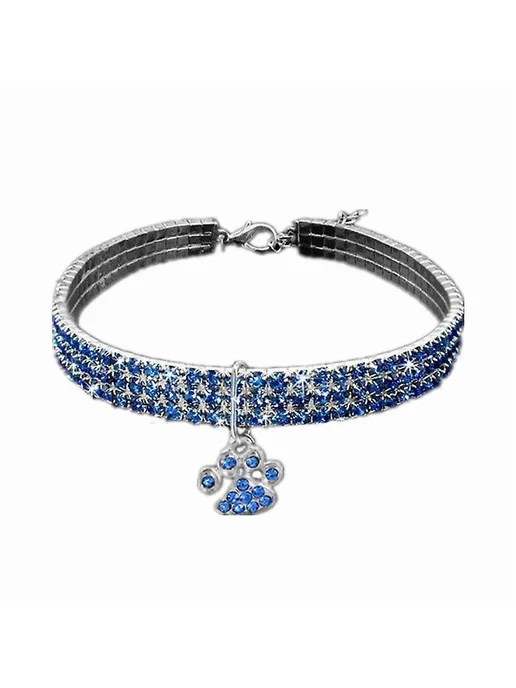 Ошейник для кошек и собак с камнями Р. M Цв. Blue, синий