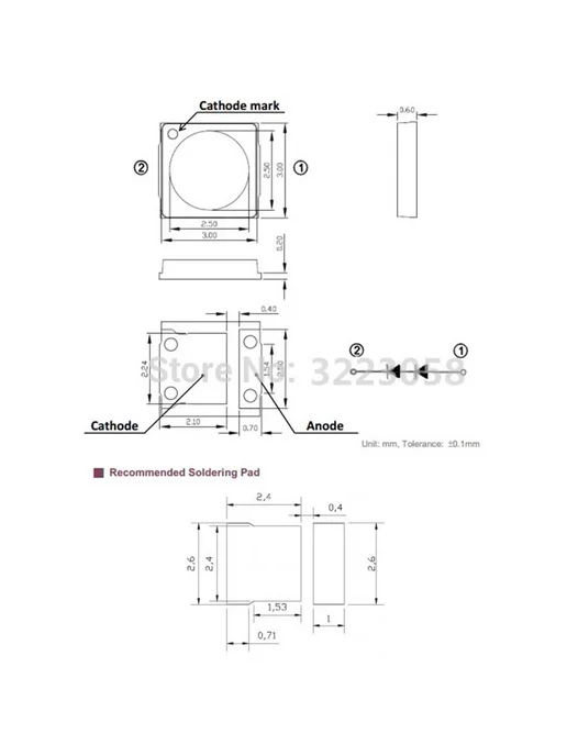 Светодиод smd LED 3030 6в (-) PT30W45 холодный белый, белый, фото 3
