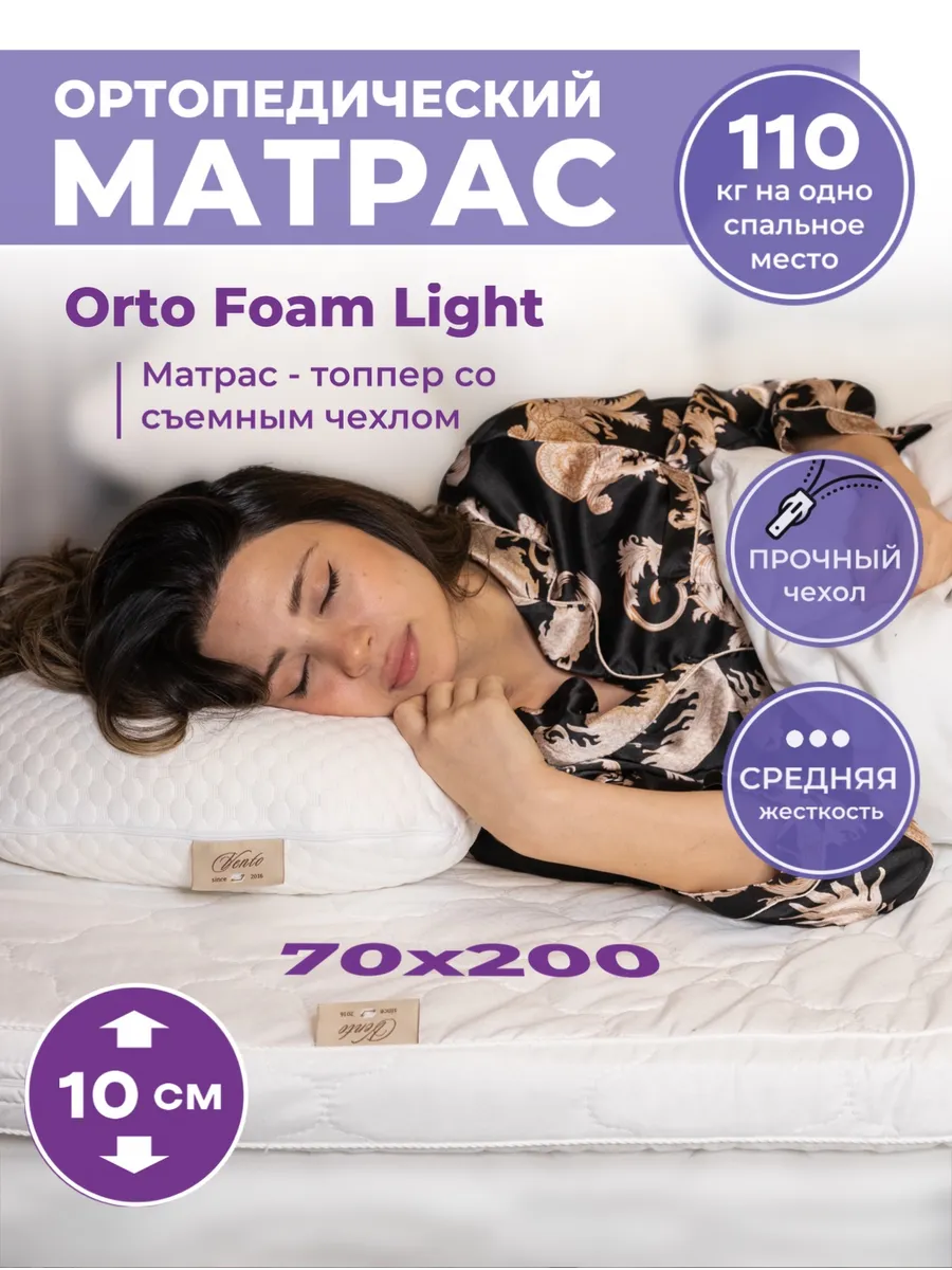 Матрас топпер ППУ 70х200 ортопедический