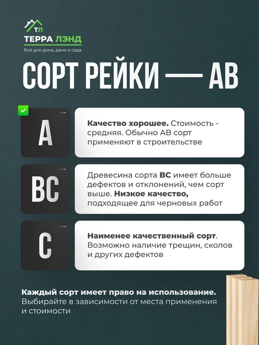 Терра_Лэнд Брус рейка 6 шт сорт АВ 30х10х600, 50x40x1100, 4 шт, фото 5