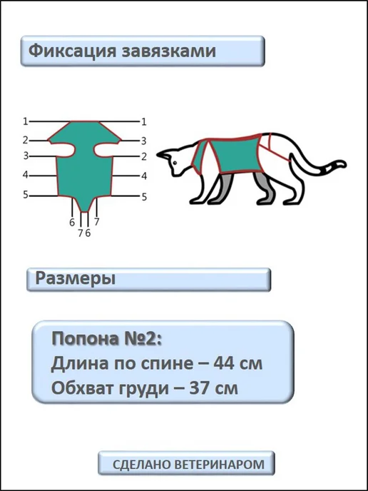 Сделай сам Попона послеоперационная №2, двухслойная 2, фото 3
