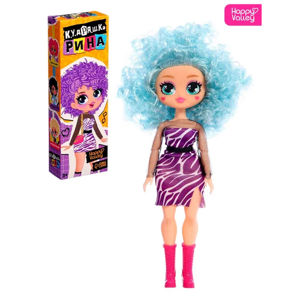 Кукла Кудряшка Рина шарнирная, с голубыми волосами