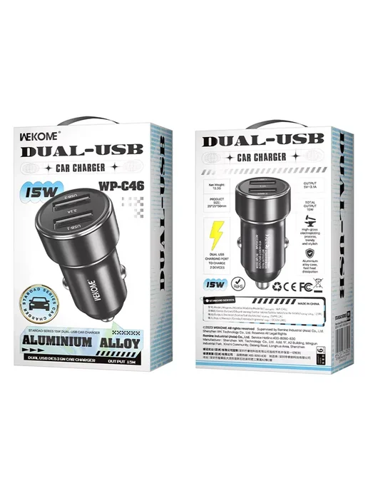 WEKOME Автомобильное зарядное устройство StarRoad 15W WP-C46 Black, 15 Вт, фото 2
