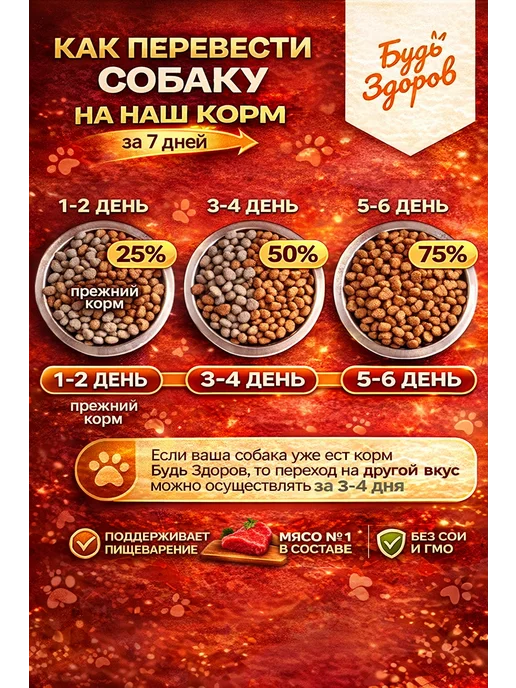 Сухой корм Будь здоров Гранула для собак, мелкие, телятина, 10 кг, фото 4