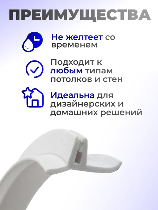 Шик& Вставка заглушка плинтус для натяжного потолка 20 м белая, 20 м, фото 3