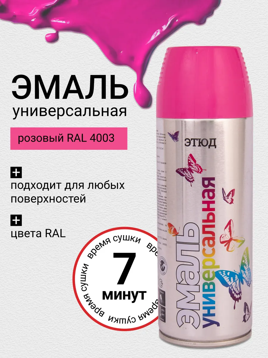 Аэрозольная краска по металлу и ржавчине Розовая