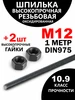 Шпилька резьбовая М12 высокопрочная + 2 шт гайка М12 Шпилька высокопрочная 360826975 купить за 797 ₽ в интернет‑магазине Wildberries