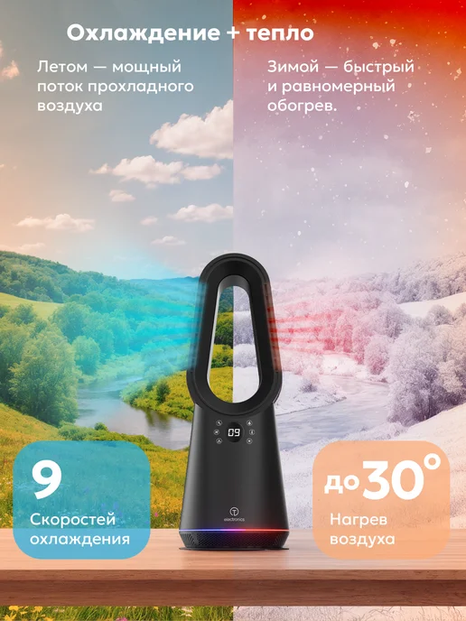 TITAN electronics Вентилятор для дома с охлаждением и обогревом, черный, фото 4