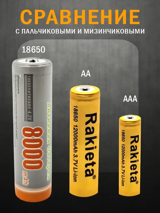Аккумуляторные батарейки литиевые 18650, вариант, фото 4