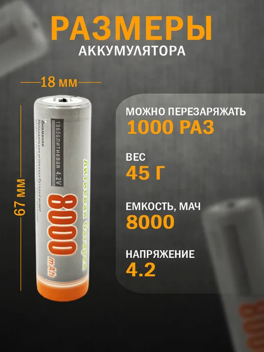 Аккумуляторные батарейки литиевые 18650, вариант, фото 5