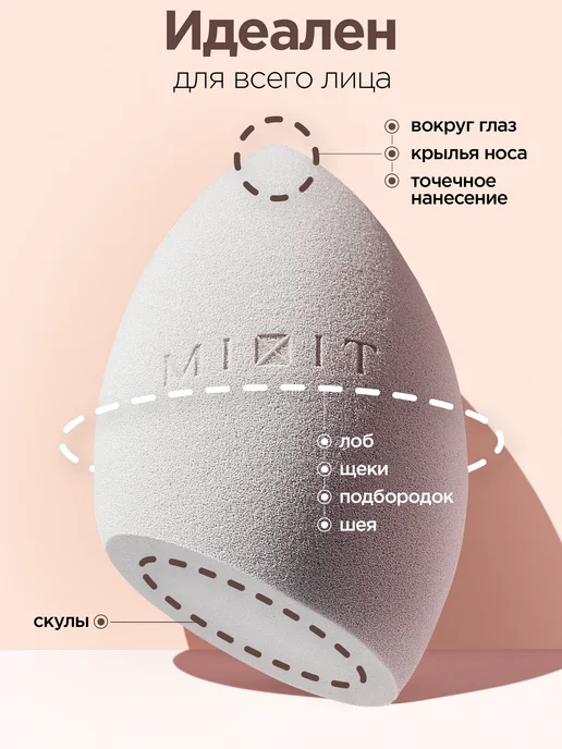 MIXIT Спонж ультра мягкий для макияжа лица профессиональный, вариант, фото 4