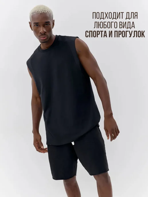 Futura Nostra Майка спортивная без рукавов оверсайз, черный, фото 4