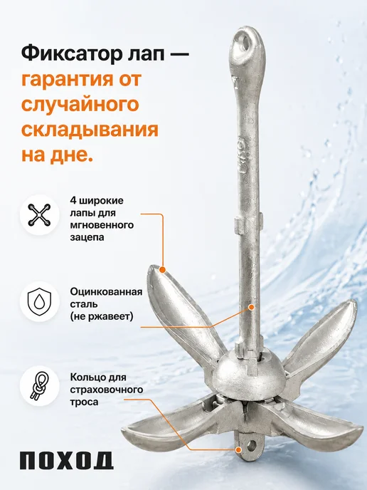 поход Якорь для лодки ПВХ 1,5 кг, 1,5 кг, фото 2