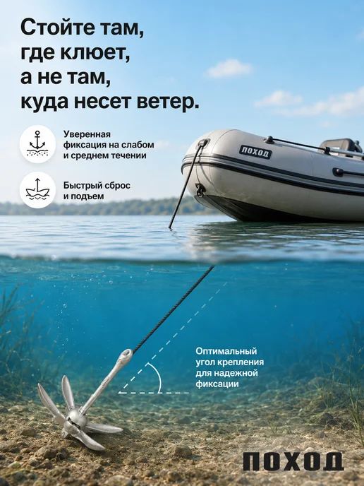 поход Якорь для лодки ПВХ 1,5 кг, 1,5 кг, фото 4