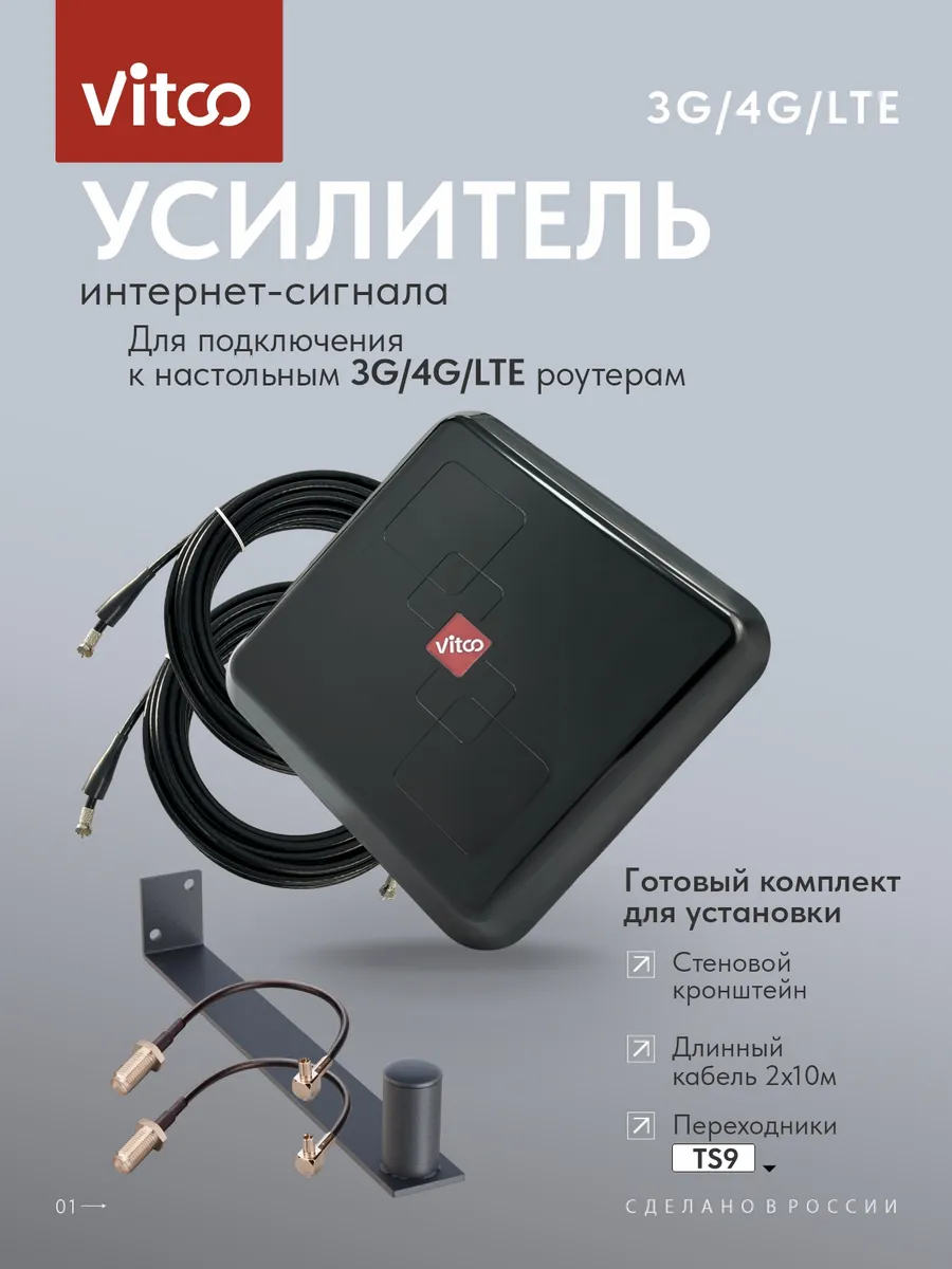 Антенна 4G, LTE MIMO с разъемами TS9