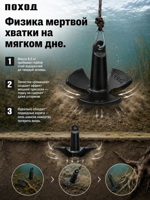 поход Якорь гриб речной для лодки ПВХ 8.2 кг, 8,2 кг, фото 3