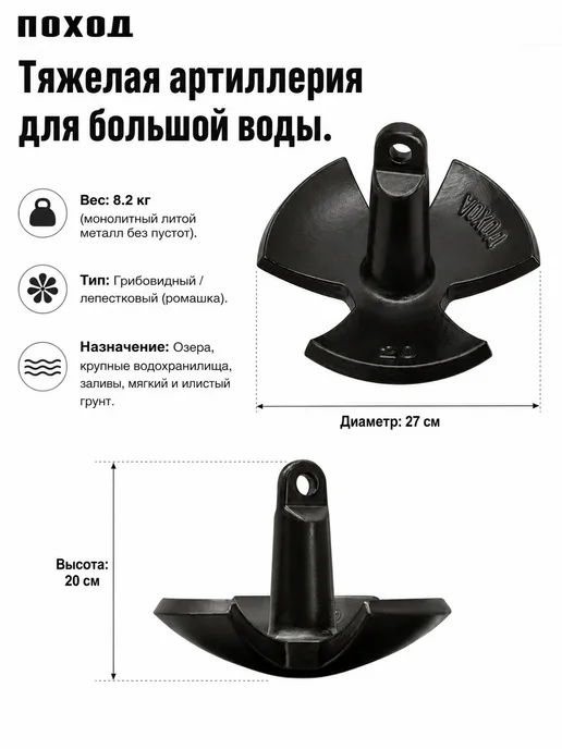 поход Якорь гриб речной для лодки ПВХ 8.2 кг, 8,2 кг, фото 5