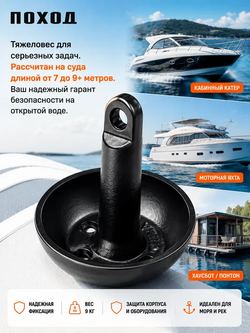 поход Якорь гриб для лодки ПВХ и катера 9 кг, 9 кг, фото 5