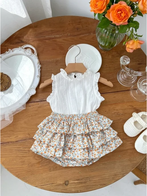Alorri kids Костюм юбка-шорты, блузка, белый, фото 5