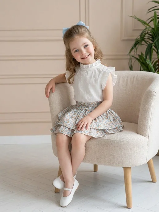 Alorri kids Костюм юбка-шорты, блузка, белый, фото 6