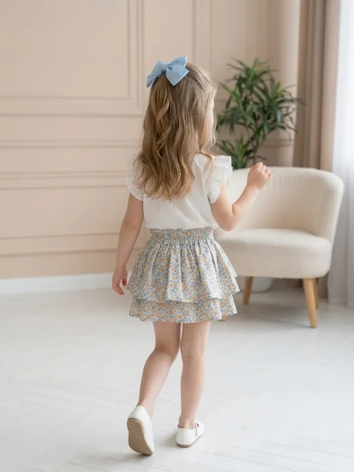 Alorri kids Костюм юбка-шорты, блузка, белый, фото 8