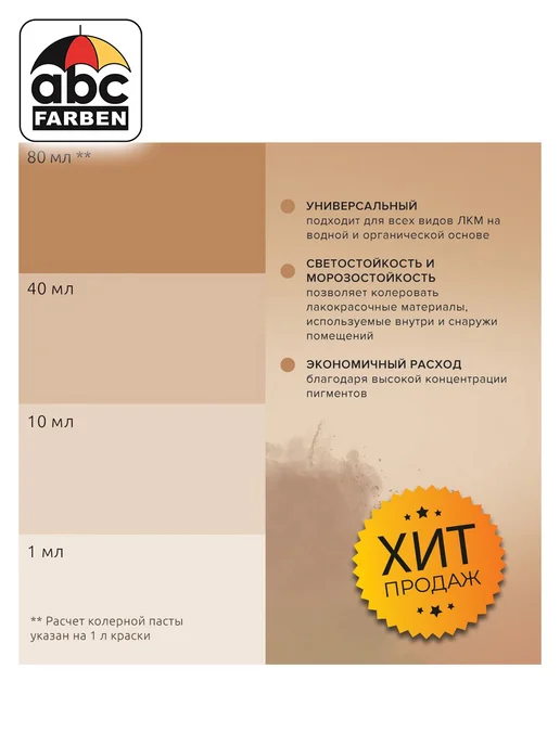 TICIANA Колер для краски черный 80мл ABC Farben, 80 мл, фото 3