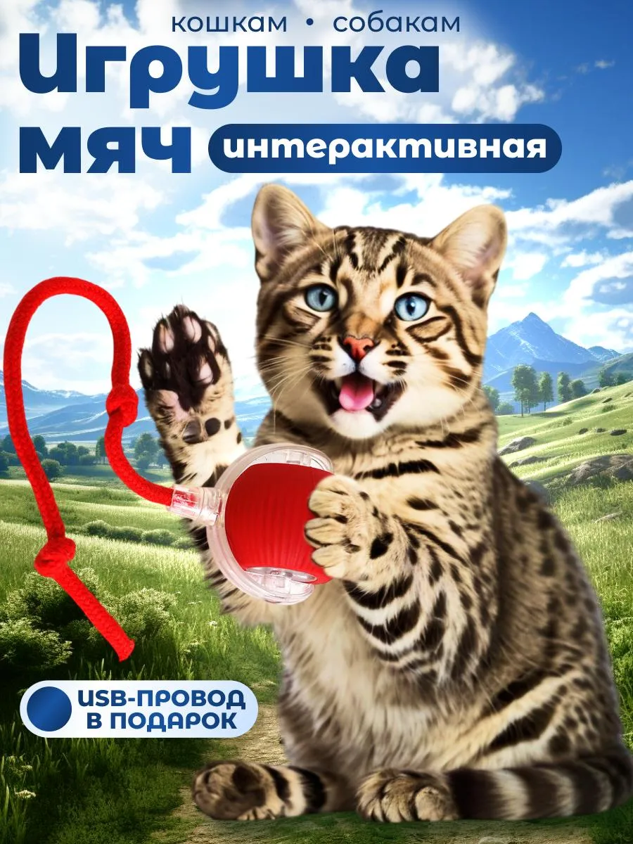 Интерактивная игрушка для кошек и собак умный мяч