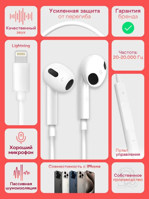 GQbox Наушники для Iphone, белый, фото 8