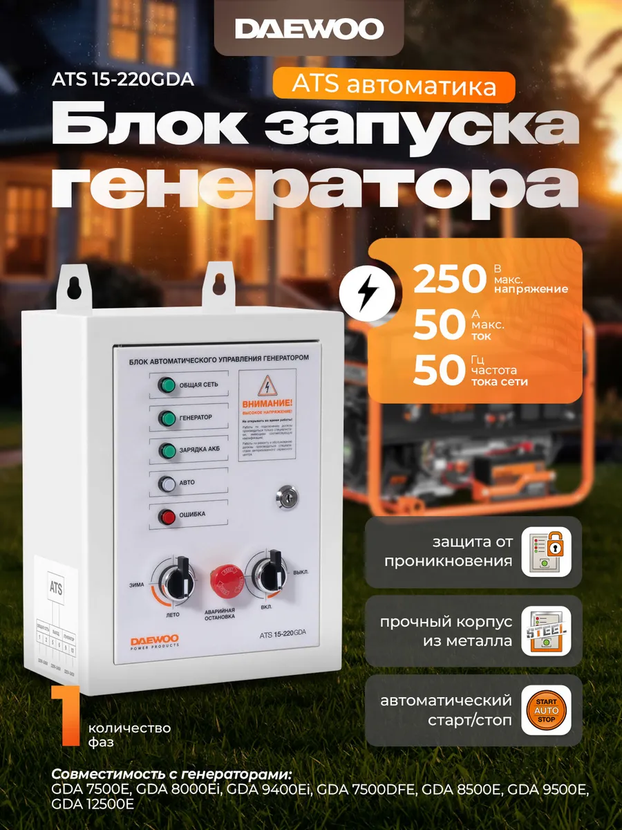 ATS 15-220GDA Блок автоматики (11 кВт, 220 В, 50 А)
