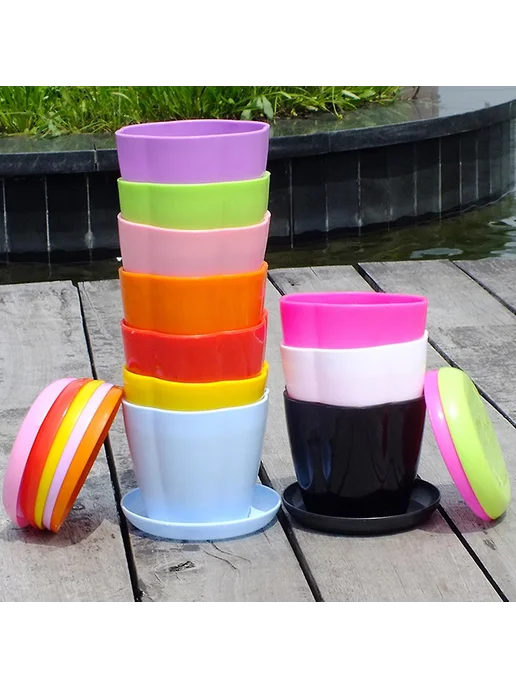 Ваза для цветов ПЭТ пластик Декор Р. L Цв. Blue, синий, фото 2