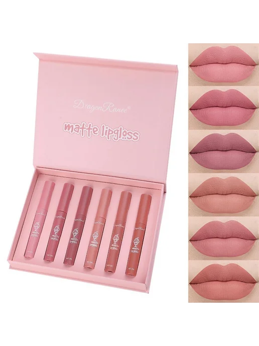 6 шт Матовая губная помада long lasting Цв A, 6 шт