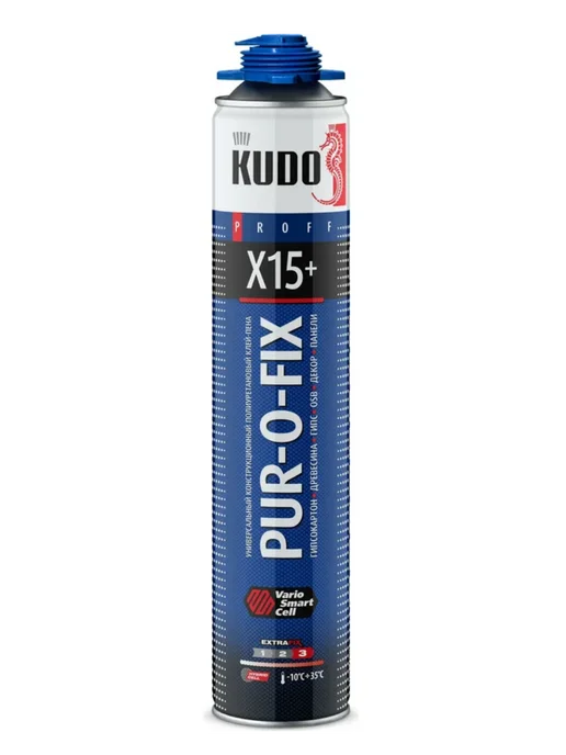 KUDO Клей-пена конструкционный профессиональный PUR‑O‑FIX X15+, 1 л