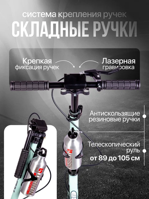 US Urban Scooter Самокат городской двухколесный с дисковым тормозом, голубой, фото 3