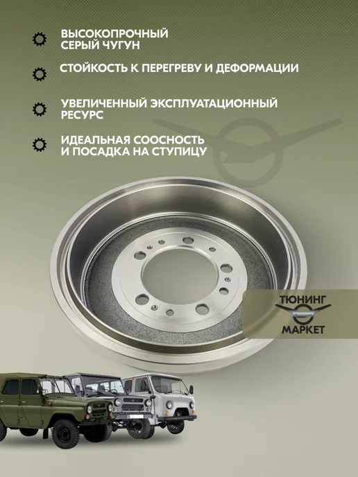UAZ TUNING GROUP Барабан тормозной УАЗ 469,3151,452 Буханка с мостами Тимкен, вариант, фото 2