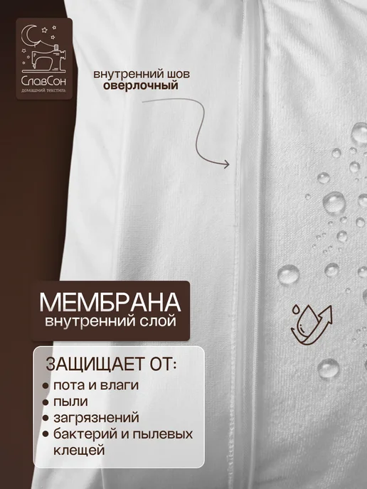 Славсон Наволочка непромокаемая на молнии 70х70 2 шт набор, 70x70, 2 шт, фото 4