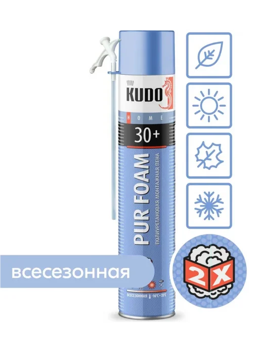 Пена монтажная бытовая всесезонная KUDO HOME 30+, 1 л, фото 2