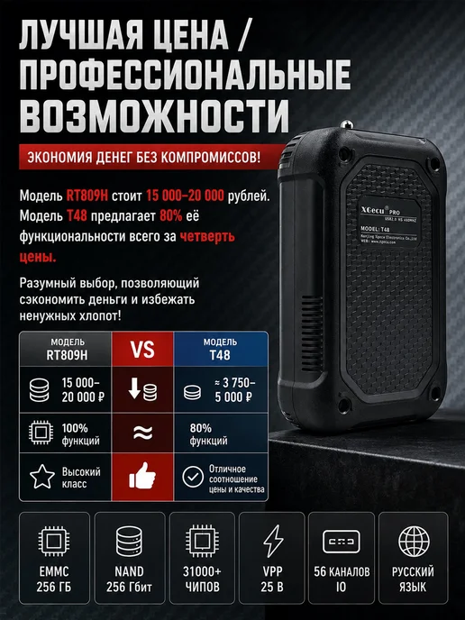 Aermotor Универсальный программатор XGecu T48 — NAND eMMC до 256 ГБ, 256 ГБ, фото 3