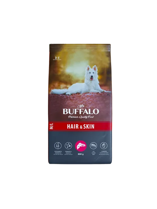 Сухой корм Mr.BUFFALO Buffalo Hair для собак, лосось, 0,8 кг, фото 3