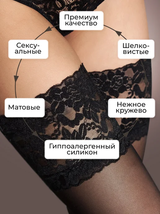 MIOPREMIO Чулки 40 ден большой размер, черный, фото 2